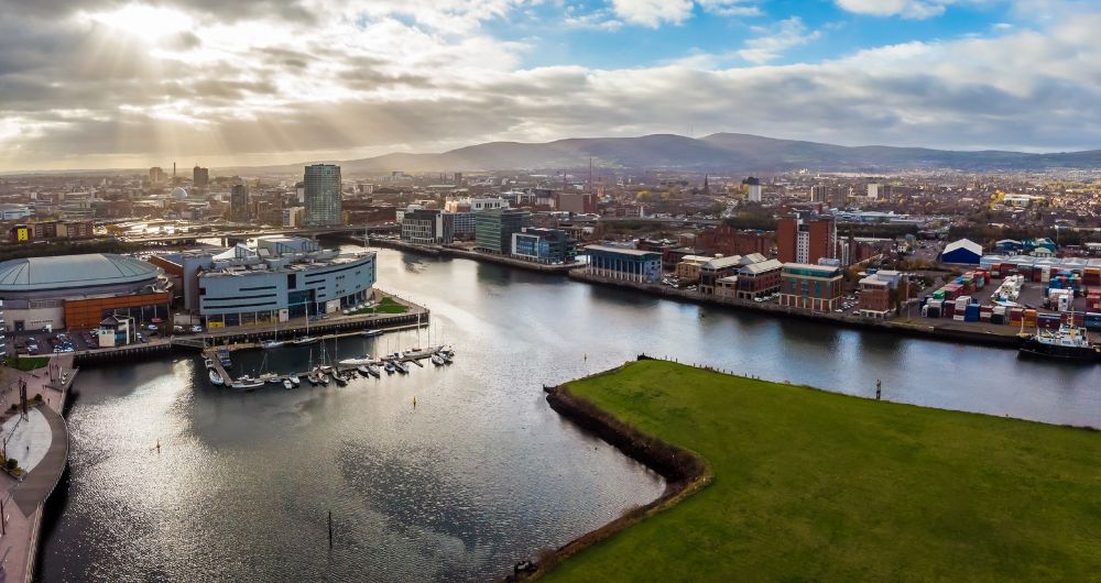 Aerial view of Belfast in autumn