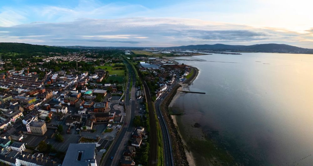 Aerial view of houses near Holywood coast, Northern Ireland