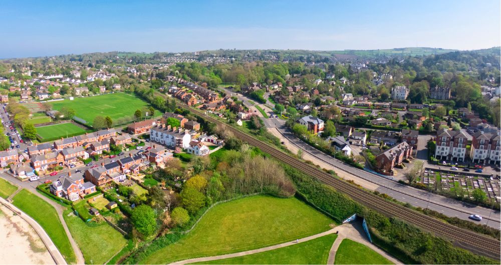 View of road and railway line in Holywood Northern Ireland