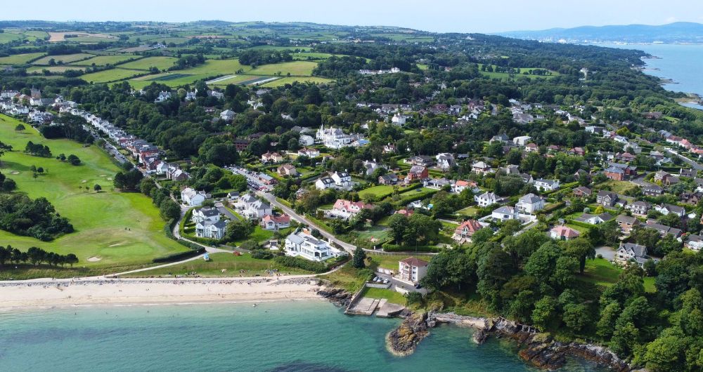 Birds eye view of Helens Bay in Northern Ireland