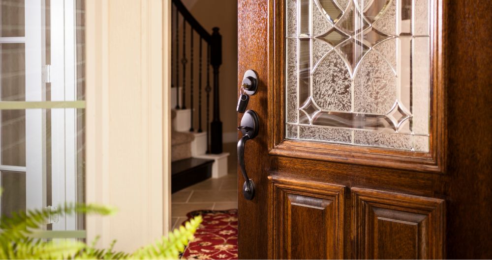 Open front door to upscale modern home