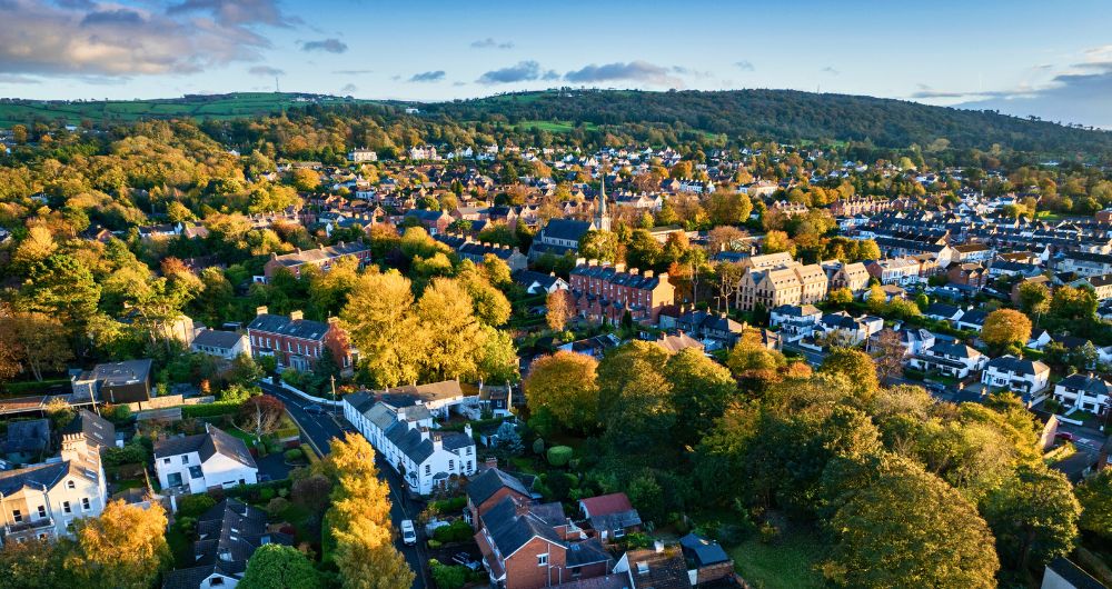 Aerial view of Holywood in Northern Ireland