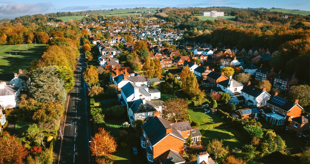 Aerial view of residential area in Stormont, East Belfast