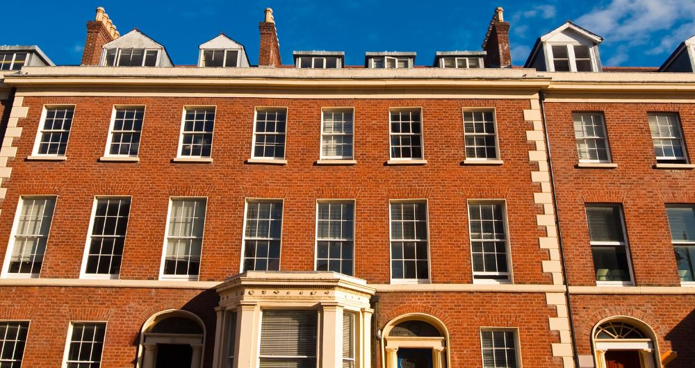 Red brick apartment building in Belfast