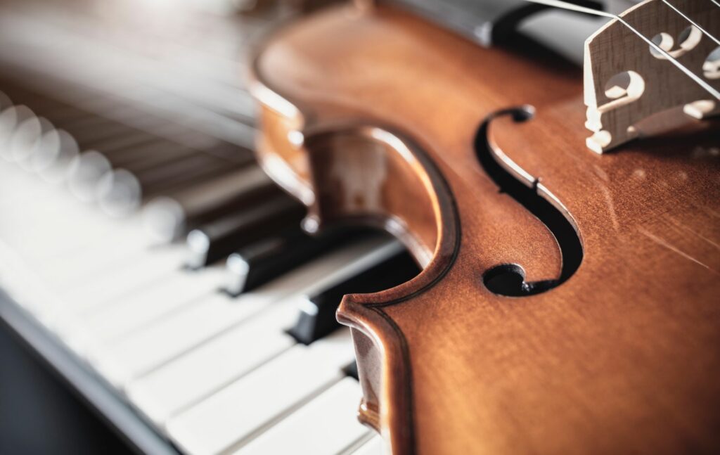 Violin on top of piano