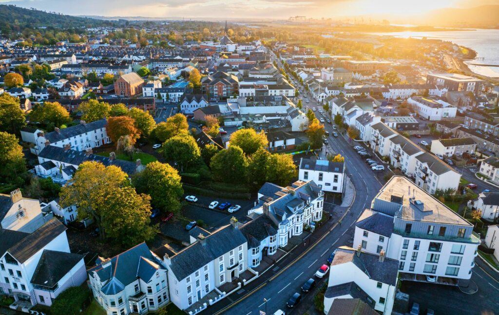Residential area in Holywood at Sunset, Northern Ireland