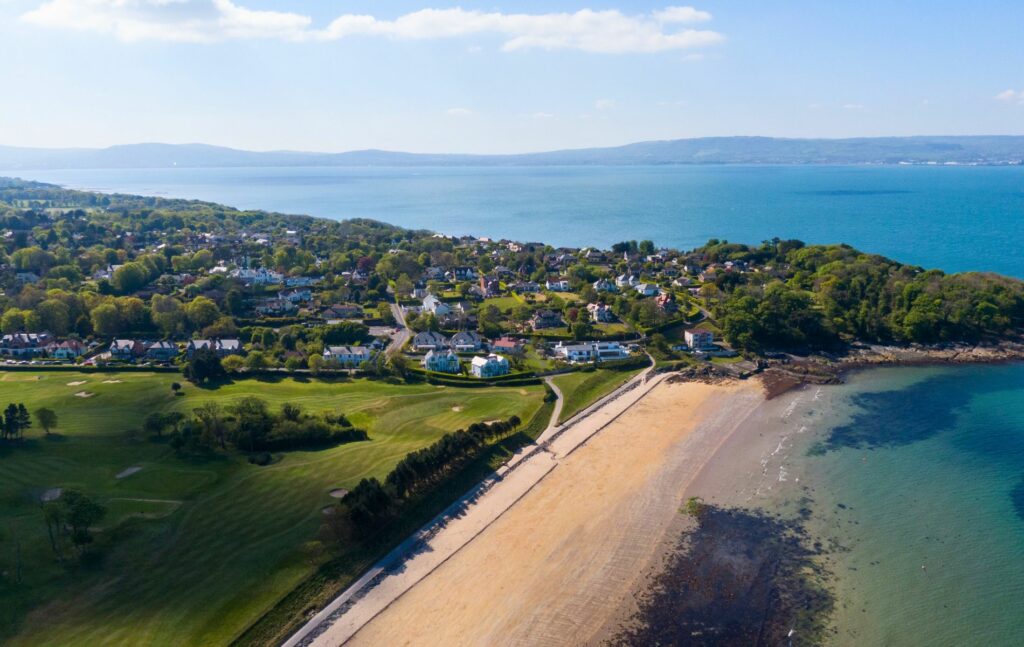 Helen's Bay coastal village near Belfast, North Down, with views across Irish Sea